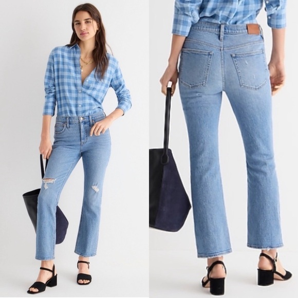NWT J Crew 28 Petite 9" Billie demi-boot crop jean in Rocky Shore wash BH772 - Picture 1 of 5